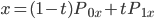 x = (1 - t)P_{0x} + tP_{1x}